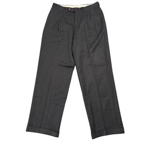 Canali Milano VTG Whipcord Gray Pleated Trousers 30X28 David Stephen